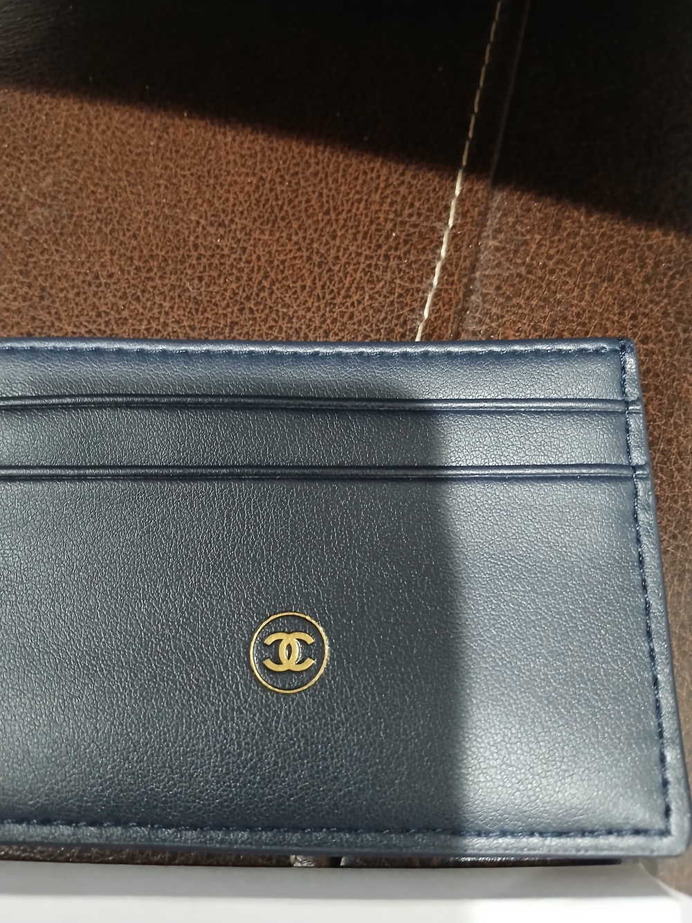 CHANEL Bleu de Chanel Navy Card & Key Holder with Gold Logo - Picture 4 of 4